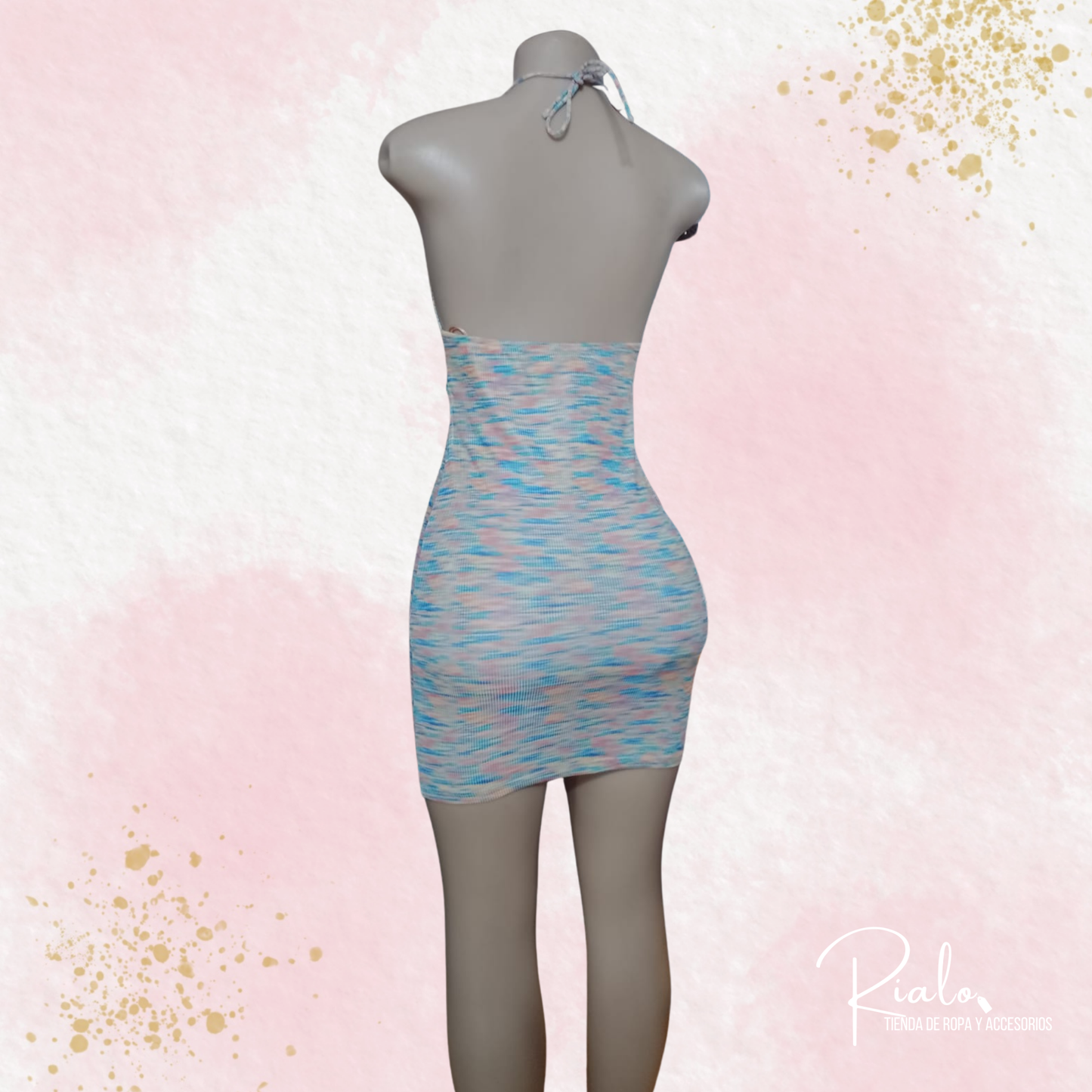 Vestido Mini Multicolor con Espalda Descubierta – Talla S (Semi-nuevo)