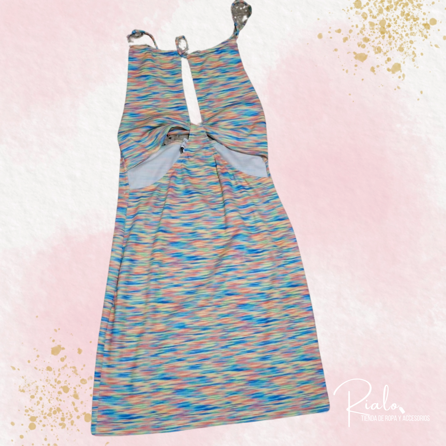 Vestido Mini Multicolor con Espalda Descubierta – Talla S (Semi-nuevo)